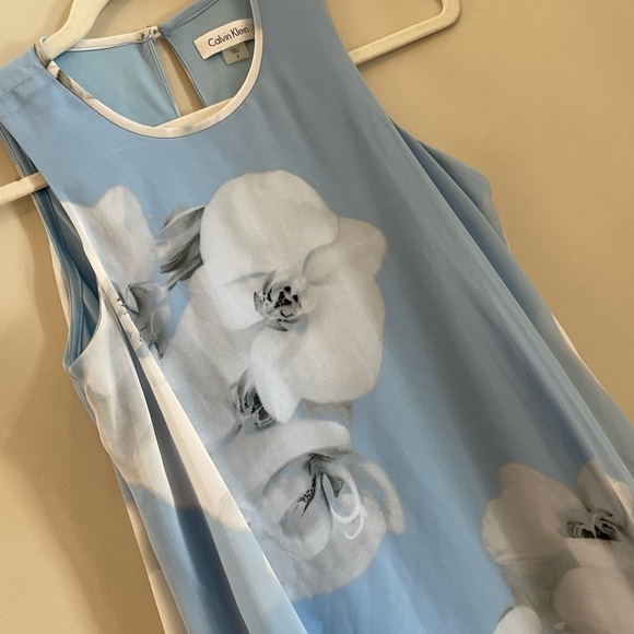 Calvin Klein Womens Baby Blue Floral Lined Sleeveless Shift Dress - Picture 6 of 8